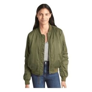 Gap Classic Satin Bomber Jacket Hunter Green Long Sleeve Full Zip XS